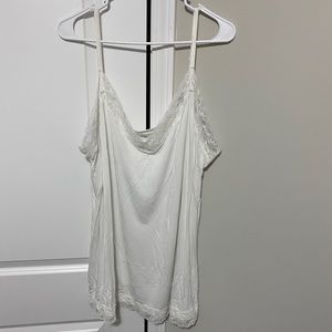 Plus size white lace trim cami